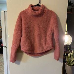 Pink fleece pullover